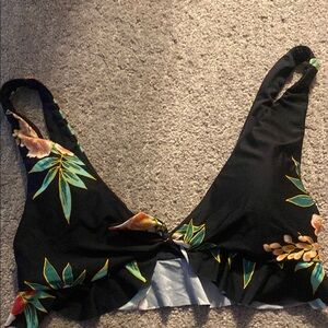 Floral Black Bikini Top